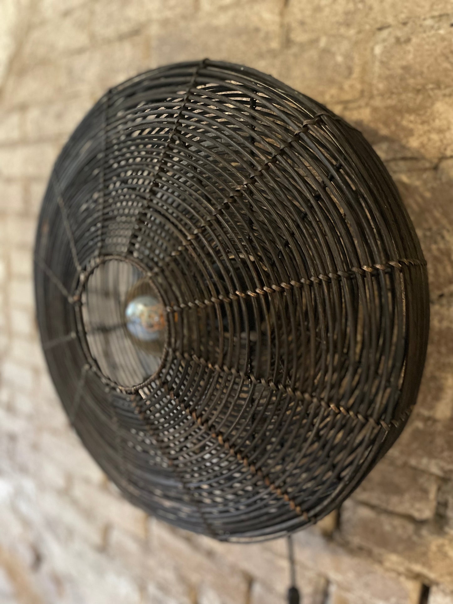 Wandlamp zwart rotan