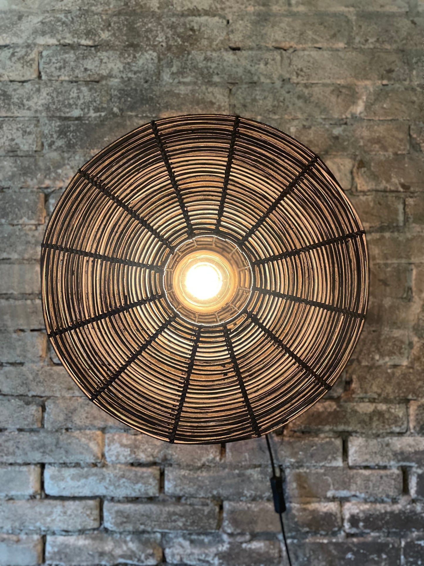 Wandlamp zwart rotan