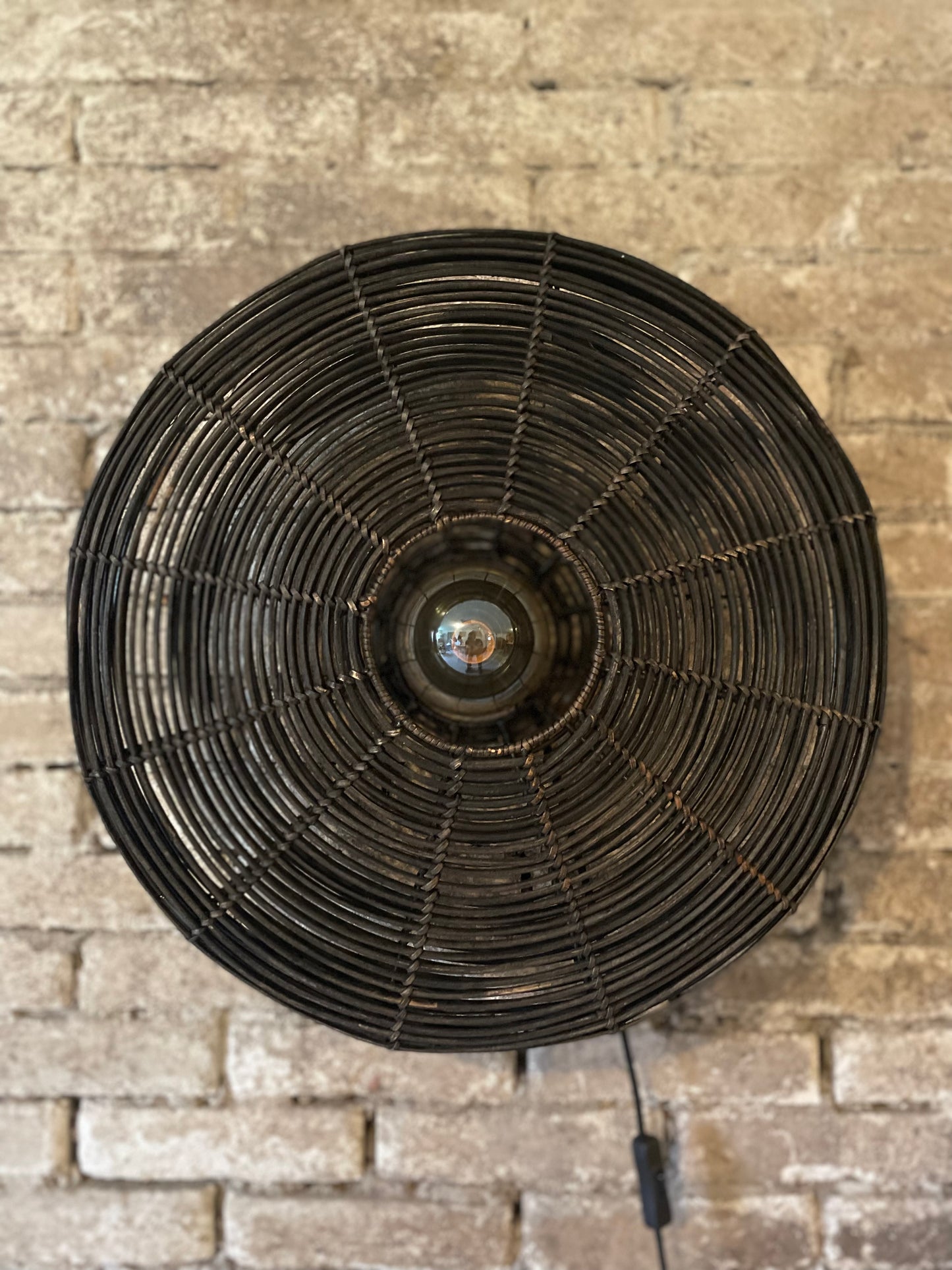 Wandlamp zwart rotan
