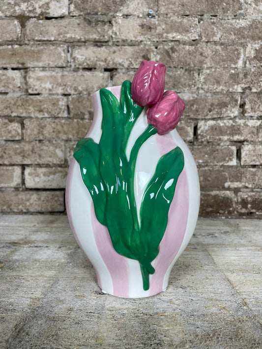 Vaas tulpen gestreept
